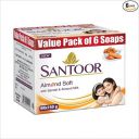 Santoor Sandalwood and Almond milk Organic Soft Bath Soap 150 g pack of 6...