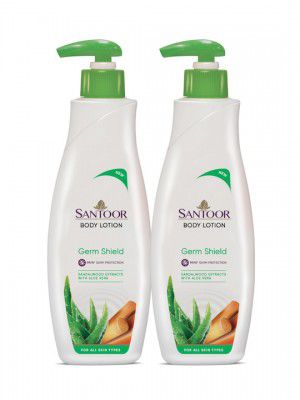 Santoor Set of 2 Germ Shield Body Lotion with Sandalwood & Aloe Vera Extracts - 250ml each