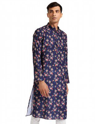 Sanwara Men Cotton Straight PR_17 Printed Kurta, Multicolour, S UK(SY_SK_2100_PR17)