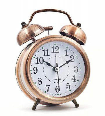 SAPPHIRE INDIA Retro Twin Bell Alarm Clock with Tick-Tick Movement - Suitable for Heavy Sleepers, with Night Light Function and Loud Old-Fashioned Alarm, Battery Operated, Copper