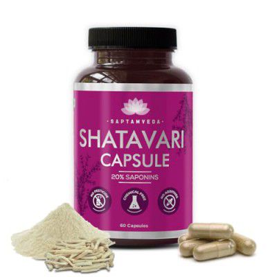 SAPTAMVEDA Natural Shatavari Capsules (60 Capsule) | Women Wellness Capsules | Hormonal Balance | Good for PCOD/PCOS | Restore Stamina and Energy