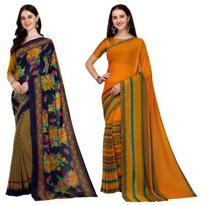 Sarees Printed Georgette Saree with Blouse Piece (COMBO_VNS_1107_2_1164_2)