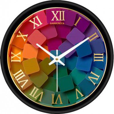 Sarsuniya Arts Analog 25 cm X 25 cm Wall Clock (Black, With Glass, Standard)