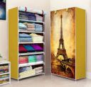 Sasimo 1 Door 6 Shelf Fabric PP Carbon Steel Collapsible Wardrobe...