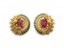Sasitrends Traditional Tops Gold Plated Ethnic Floral Designer Studs Earrings for Women and Girls-Large Size (3X3)...