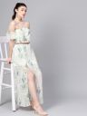 SASSAFRAS Off-White & Green Floral Printed Maxi Dress...
