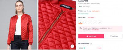 SASSAFRAS Women Red Solid Quilted Jacket