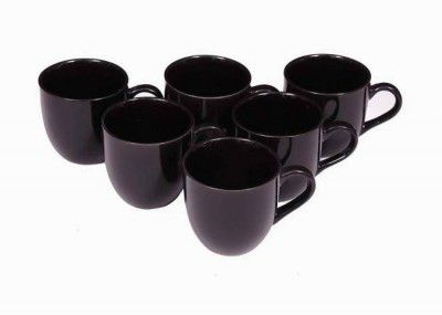 satish cups induustrie Pack of 6 Bone China Onisha Cup  (Black, Cup and Saucer Set)