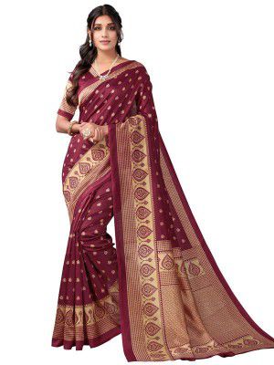 Satrani Women's Printed Poly Silk Saree with Unstitched Blouse Piece