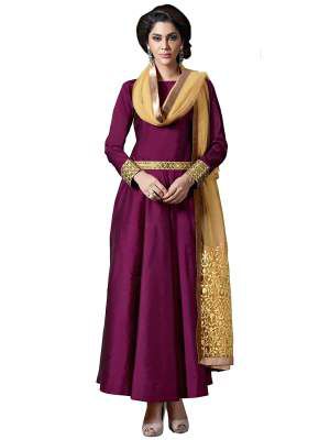 Satrani Women's silk A Dress Material (452DT13007_ Wine_ One Size)