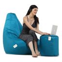 SATTVA All Weather/Outdoor Combo Classic Bean Bag Cover with Round Footstool Cover (Without Beans), Size- XXL...