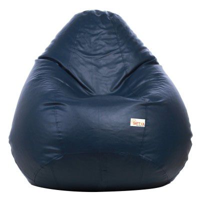 Sattva Classic Faux Leather Bean Bag Cover Without Beans XXXL Size - Navy Blue