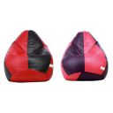 Sattva Classic Filled Bean Bag Combo (XXXL Black Red with XXL Pink Purple)...