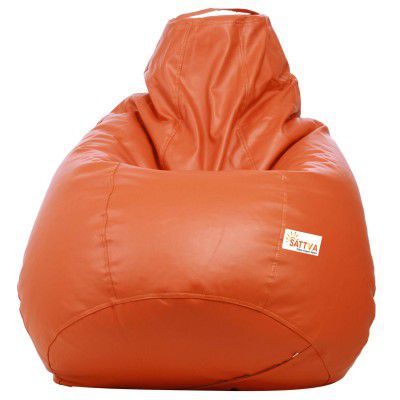 Sattva Classic Leatherette Bean Bag Cover (Without Beans) XXL Size - Orange