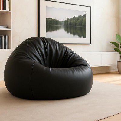Sattva Classic XXXL Bean Bag with Pocket Filled with Beans – Black