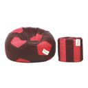 Sattva Combo Football Bean Bag Cover and Round Footstool Cover (Without Beans) - Maroon Pink...
