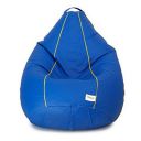 SATTVA Faux Leather Classic 3XL Bean Bag Filled with Beans (Colour Royal Blue with Yellow Piping)...
