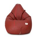 SATTVA Faux Leather Classic XXL Bean Bag Filled (with Beans) Colour_Tan with Red Piping...