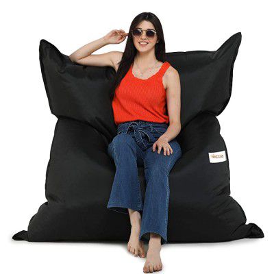 SATTVA All Weather/Outdoor Giant Floor Lounger Bean Bag | Bed Cover Only (Without Beans) Color- Black