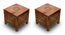 SATTVA Wooden Stools Combo for Living Room Sitting Chair for Home Handcrafted Antique Finish | Handmade Table for Office | Home Furniture | Outdoor/Indoor Décor | Square Stool (Set of 2)...