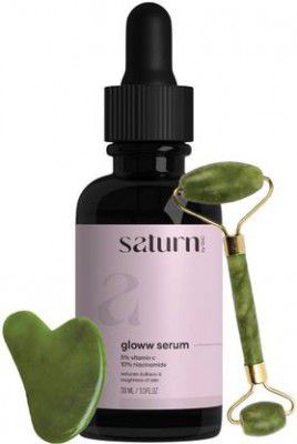 saturn by ghc Glow Serum For Skin With Jade Roller Face Massager and Gua Sha