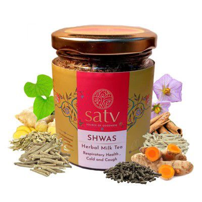 SATV SHWAS Herbal Tea I Cough & Cold I Breathing I Strong Respiratory System I Lungs Detox I 24 Herbs I 100% Natural I Zero Caffeine I 35 Cups