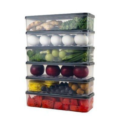 SATVIKAYA Air Tight Plastic Storage Containers Set for Kitchen | Pantry Organizers Kitchen Accessories Items,Fridge Storage Boxes | Leak-Proof, Durable, and Space-Saving (4, 2500ml) (1200 ML, 6)