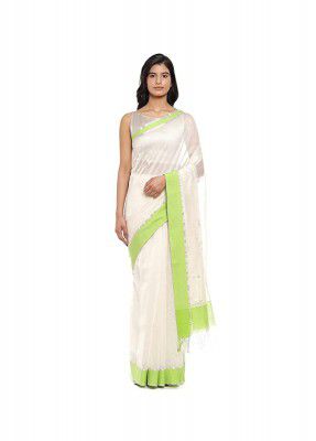 Satya Paul Cotton Silk Printed Woven White Saree