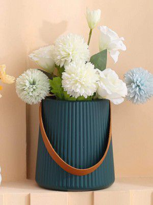 SATYAM KRAFT 1 Pcs Vase (Plastic)(Only vase,No Flower)Size,18 cm,Blue