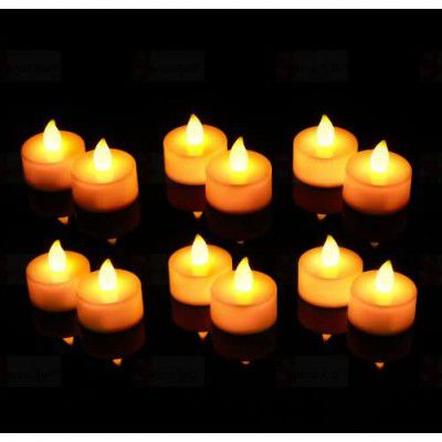 SATYAM KRAFT 12 Pcs Acrylic Flameless & Smokeless Decorative Candles Led Tea Light Candle Perfect for Gifts  2 cm