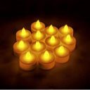 SATYAM KRAFT 12 Piece Decorative Tea Light Candles for Gifting, House, Home Decor, Ram Navami Decoration (Yellow, 2 cm) (12)...