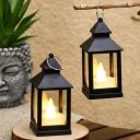 Satyam Kraft 2 Pcs Small Flameless and Smokeless Acrylic Antique LED Lantern Hurricane Lamp (Pack of 2)...