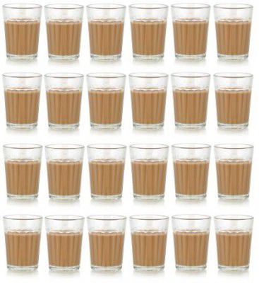 SATYAM KRAFT Chai Tea Coffee Glass Cup Mug Transparent 100 ml, 24 Piece