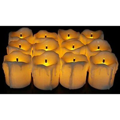SATYAM KRAFT Flameless and Smokeless Decorative Melting Candles Led Tea Light (12 Piece, Yellow, 5 cm)