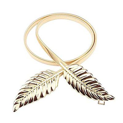 SATYAM KRAFT Womens Metal Skinny Stretch Leaf Belt Pack of 1 (Leaf Belt_Golden)