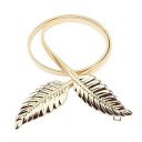 SATYAM KRAFT Womens Metal Skinny Stretch Leaf Belt Pack of 1 (Leaf Belt_Golden)...