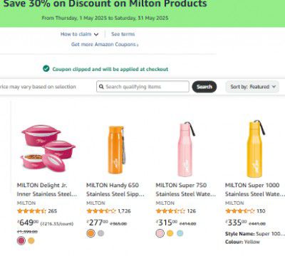 Amazon: Save Extra 30% on on Milton Products