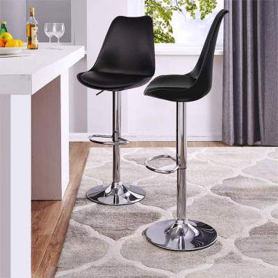 SAVYA HOME® Curvy Kitchen Stool/BAR Stool (Combo Qty-2) Black Color