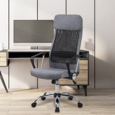 SAVYA HOME Zenith Ergonomic High back chair for Home, Office, Study table with Recline|Height adjustable cushion seat with headrest (Grey) (Grey)