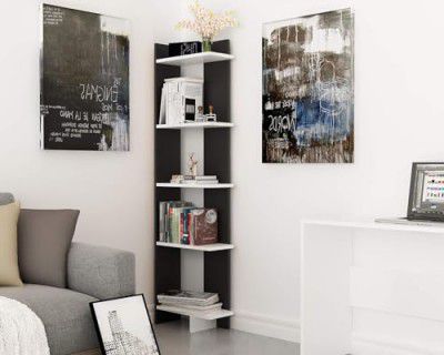 SAW SAQIB ALI WOODEN HANDICRAFTS 5-Tier Corner Bookcase Bookshelf, Storage and Organizer for Living Room