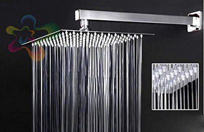 SBD Ultra Thin SS Square 101mm (4"X4") Rain Shower with SS Square Shower Arm Combo (Stainless Steel 302, with 12 inch Arm)