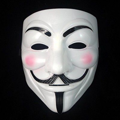 SBD V for Vendetta Anonymous Guy Comic Face Mask Fawkes (White) Pack of 2