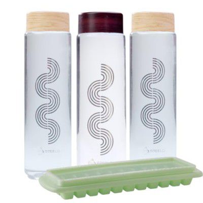 SCL Steelo Only Plastic Bottles 1 litre Set of 3 with 1 Free Ice Tray