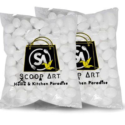 SCOOP ART White Naphthalene Balls for Clothes Pantry (Anti-Insect, Anti-Moth, Anti-pests) Wardrobe, Cloths, Bathroom, Lizard, Cockroaches | Fast Acting | Long Lasting 500gm x 2pack (Total 1kg)