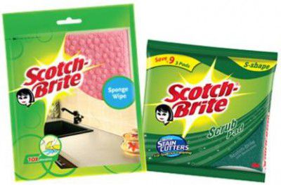 SCOTCH BRITE Combo of Scrub Pad and sponge wipe Scrub Pad, Sponge Wipe  (Large, Pack of 2)