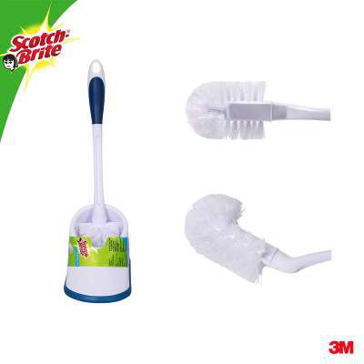 Scotch-Brite Premium Toilet Plastic Brush with Round Container (Blue/White) (Blue/White) (IX840121046)