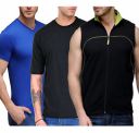 Scott International Combo of V-Neck T-Shirt, Sleeveless Jacket and Round Neck T-Shirt (Pack of 3)...