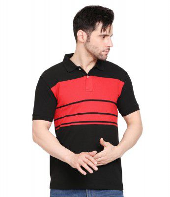 Scott International Men's Rich Cotton Regular Fit Striper Polo T-Shirt