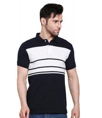 Scott International Men's Rich Cotton Regular Fit Striper Polo T-Shirt