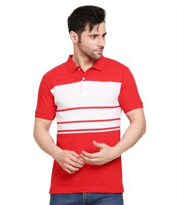 Scott International Men's Rich Cotton Regular Fit Striper Polo T-Shirt 